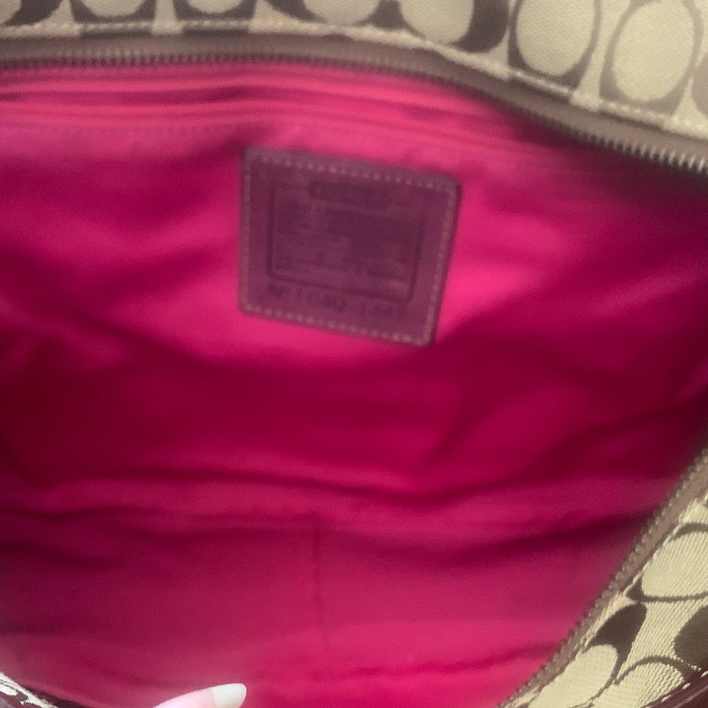 Coach Suede Tan and Wine Signature Tote FIRM!!! - Picture 12 of 16